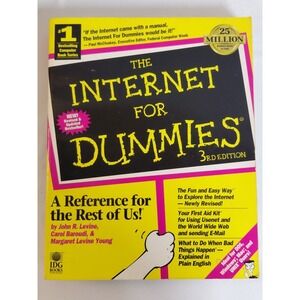 The Internet For Dummies 3rd Edition Retro Tech Book John R Levine IDG Book 1995